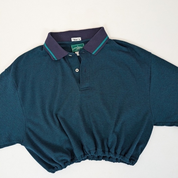 Cropped Tennis Collared T-shirt Pony Shirt Short Sleeve 3/4 Button Up - Picture 9 of 12